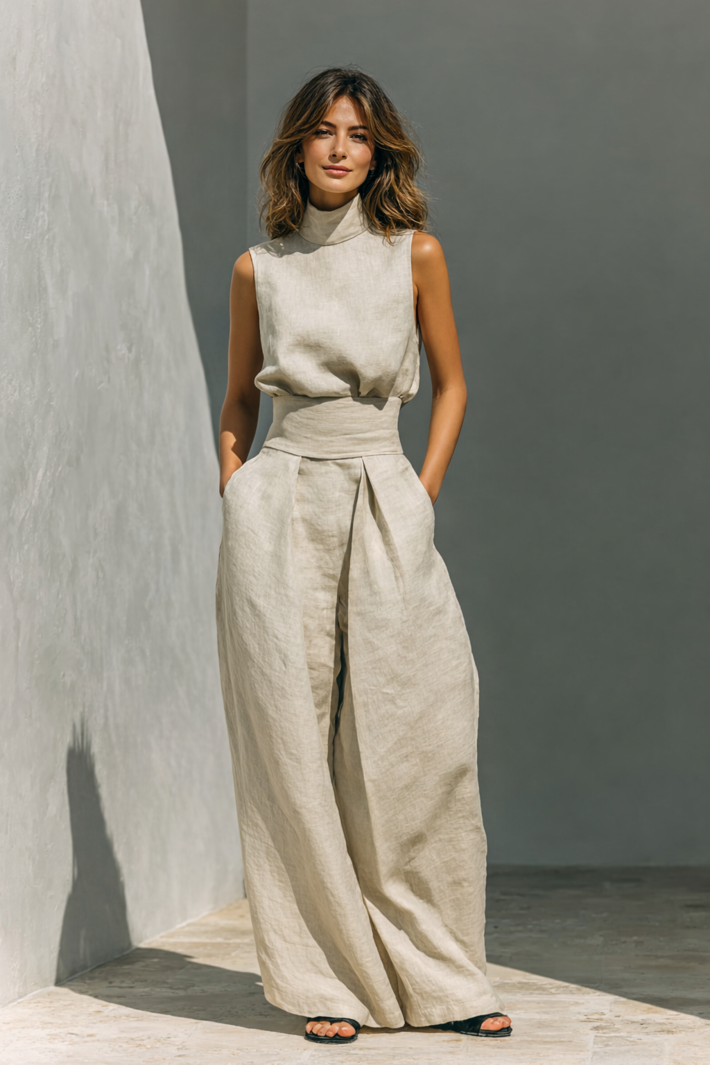 Maria | Minimalist tank top & wide-leg pants set
