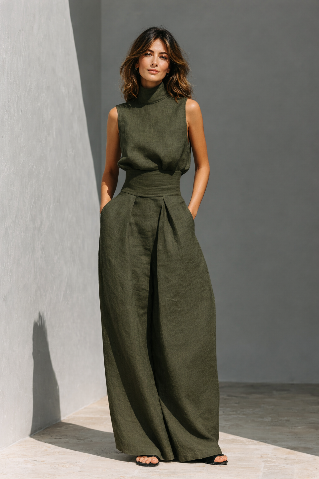 Maria | Minimalist tank top & wide-leg pants set
