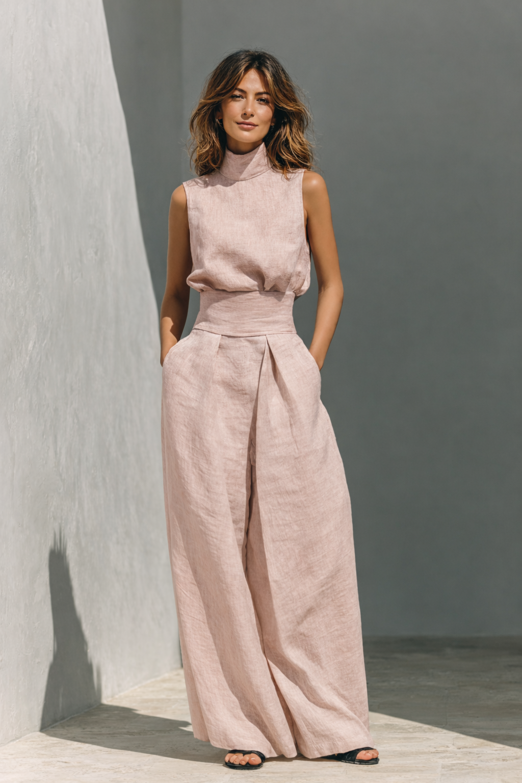 Maria | Minimalist tank top & wide-leg pants set