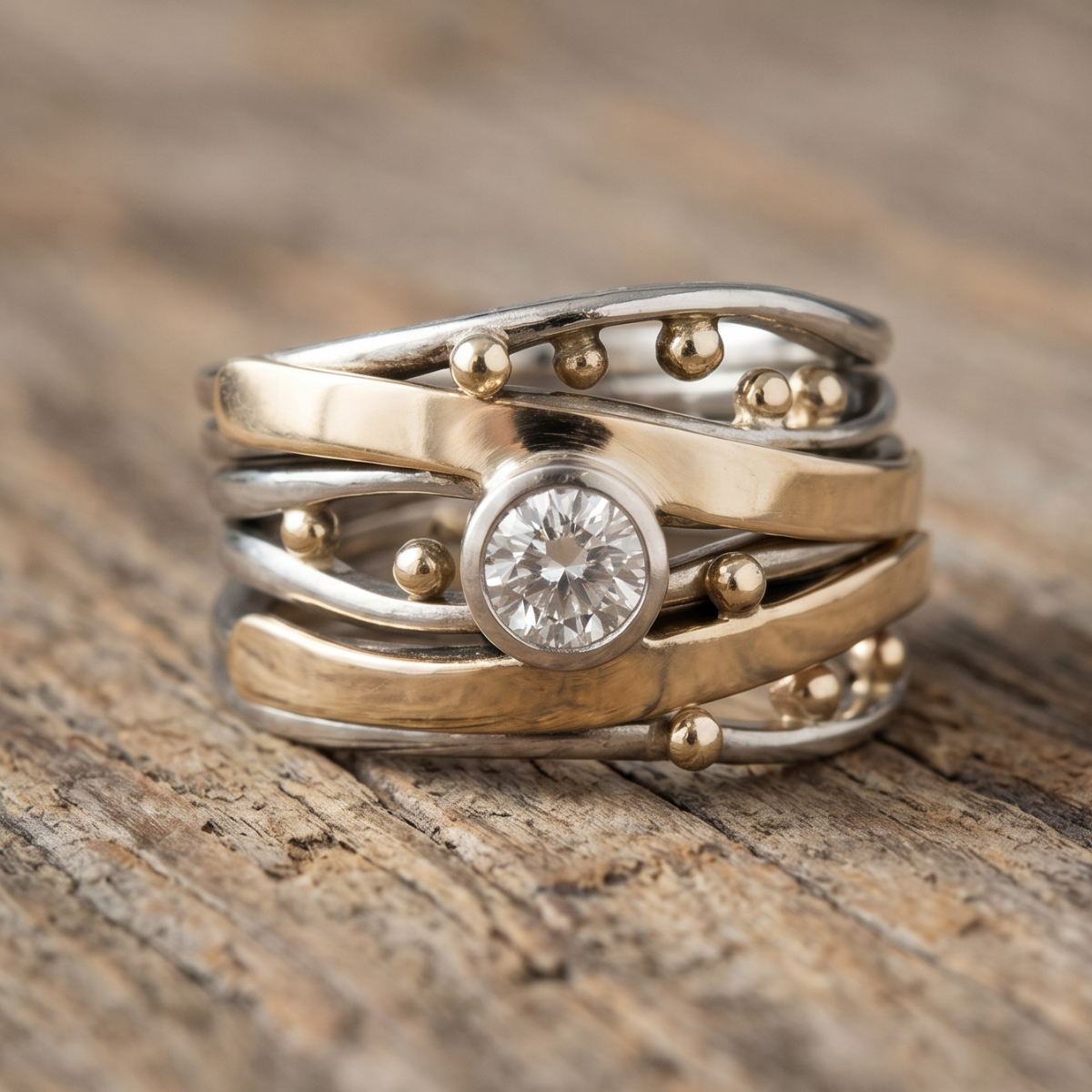 Royal - Vintage Gold Inlaid Zirconia Ring