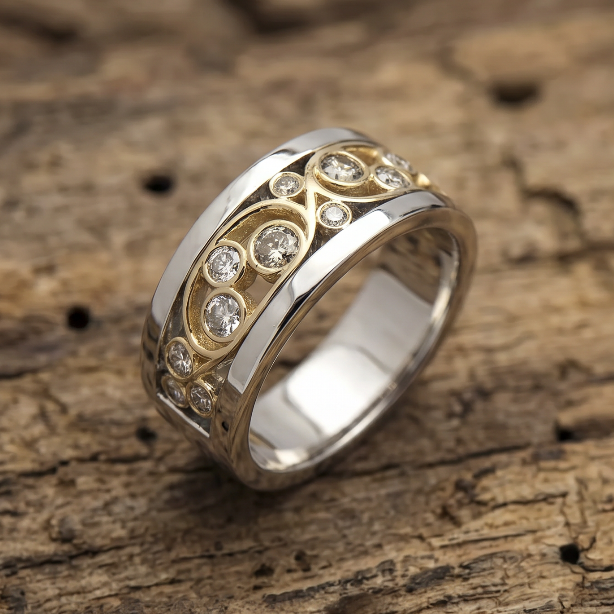 Vintage Gold & Silver Ivy Zirconia Ring