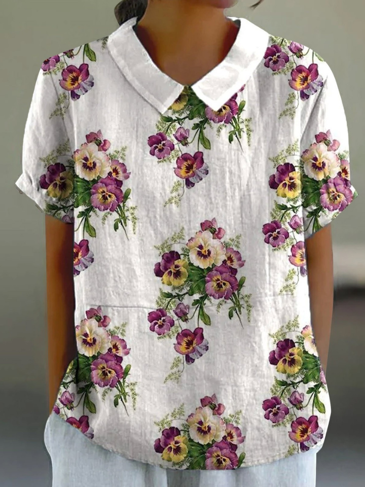 Maya | Vibrant Pansy Shirt Relaxed Fit