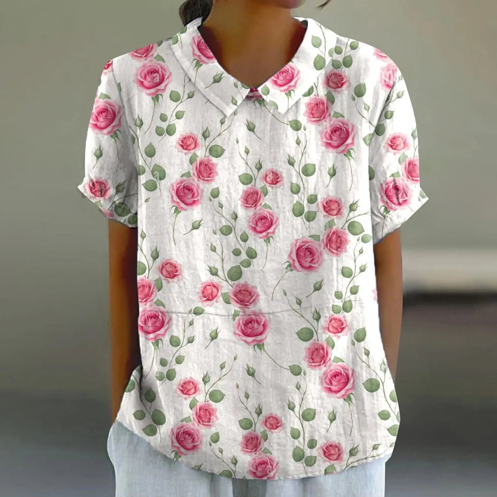 Mila | Blush Rose Print Shirt Relaxed Fit