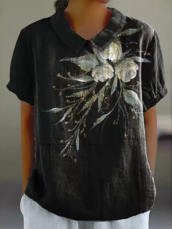 Luna | Dark Botanical Shirt Relaxed Fit