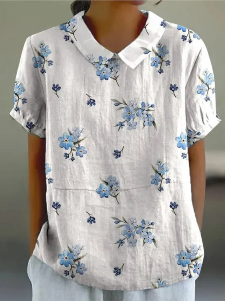Faye | Sky Blue Floral Shirt Relaxed Fit