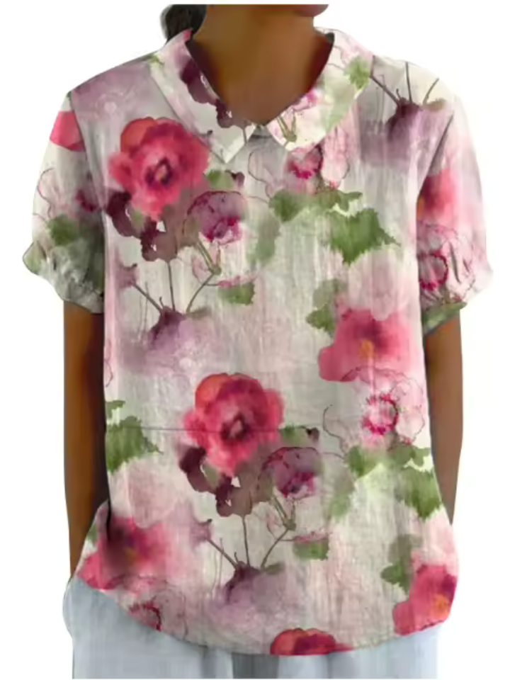 Ruby | Watercolor Rose Shirt Relaxed Fit