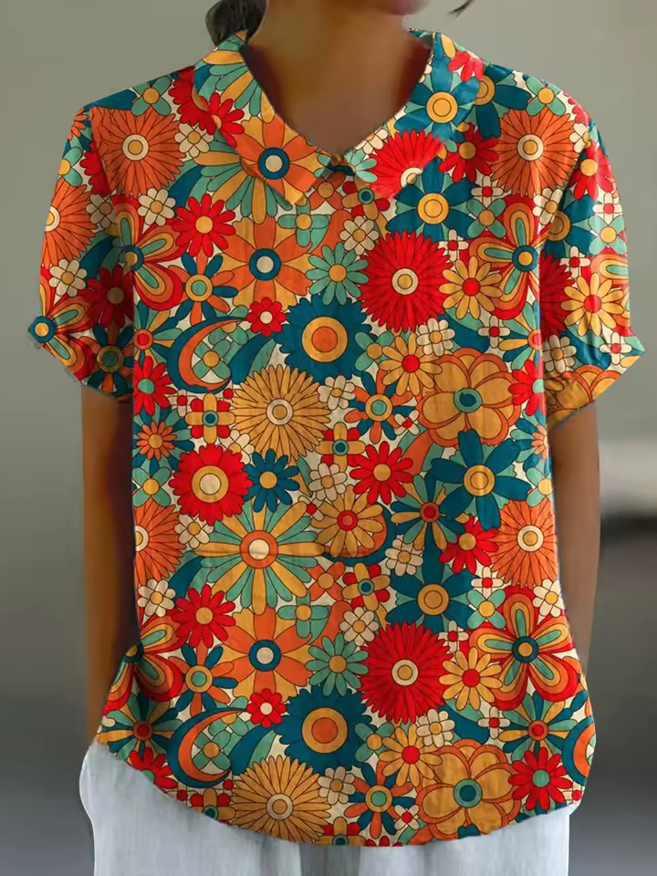 Hazel | Retro Floral Shirt Relaxed Fit
