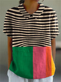 Eva | Striped Colour Block Shirt Relaxed Fit